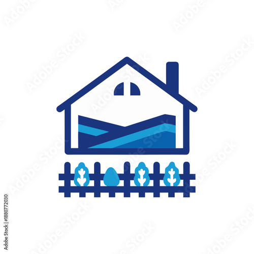 House partially submerged in water isolated on transparent background