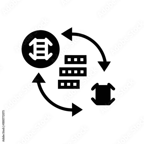 Data processing and encryption cycle isolated on transparent background