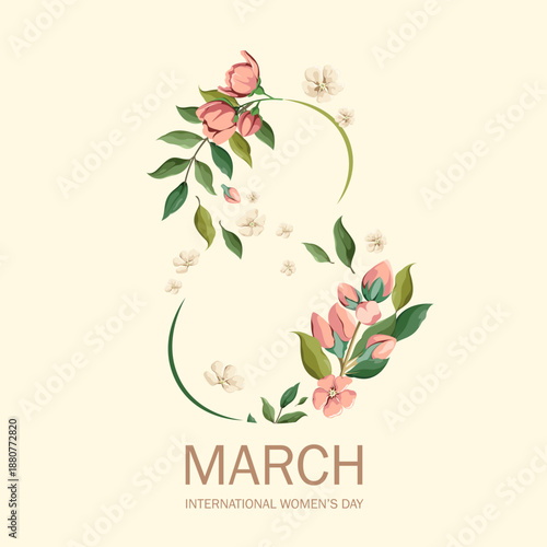 A greeting card from March 8th. International Women's Day. Vector illustration.