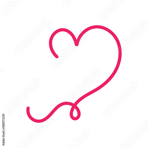 Looped heart with bottom knot. Heart outline with a bottom loop knot. whimsical vector for crafts, stickers, and hand drawn graphics.