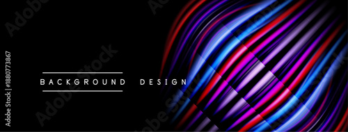 Abstract flowing lines create vibrant, dynamic visual. Dark background emphasizes colorful waves, modern design element.