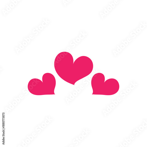Three cluster heart vector. Three heart shapes clustered together. simple emblem of family or group affection.