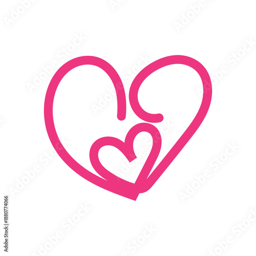 Outline heart with inner heart. Elegant outline heart icon with inner heart detail. Minimal and stylish for logos, wedding designs, greeting cards, branding, and digital products.