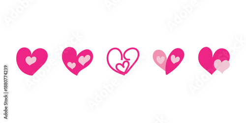 Heaet cluster group icon. Cluster of overlapping hearts forming a group motif. Great for community, family, or romantic themes on posters, banners, and product labels. Vector format.