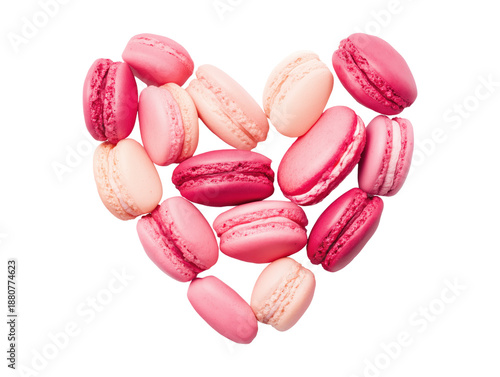 Heart shaped macarons isolated on transparent background