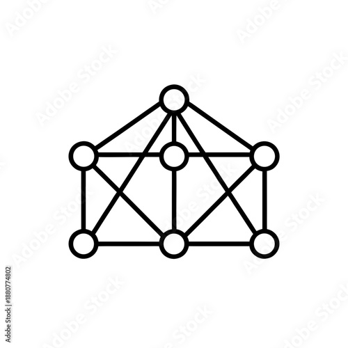 Geometric shape of connected circles lines on transparent background silhouette