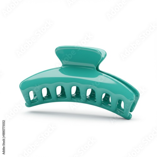 Teal Plastic Hair Claw Clip Isolated on White Background Beauty Accessory