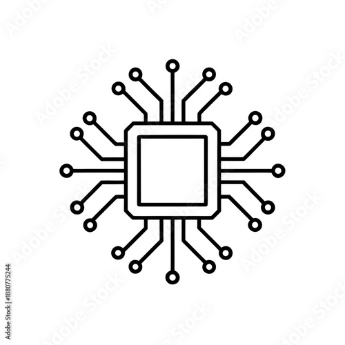 Central processing unit outline drawing on transparent background silhouette
