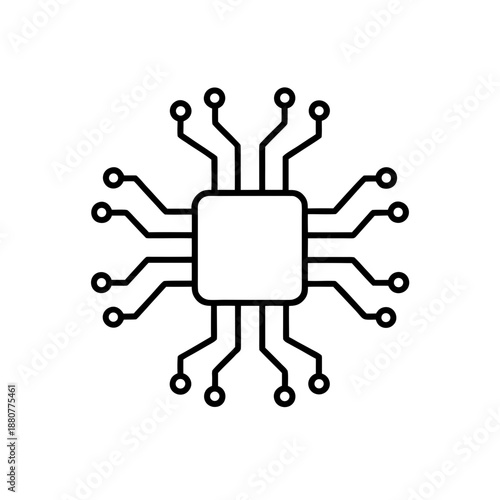 Illustration of a simple circuit board on transparent background silhouette