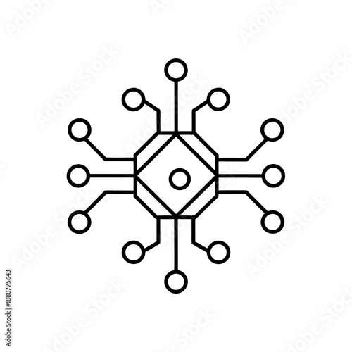 Outline of a central processing unit chip on transparent background silhouette