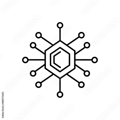 Molecule connected with multiple circles on transparent background silhouette