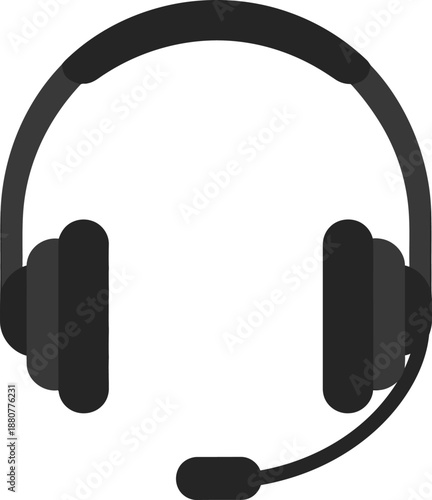 Minimalist Black Headset with Microphone Icon for Customer Support and Online Communication wfh