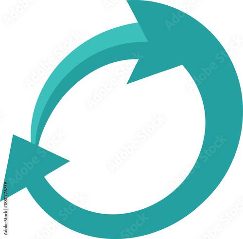 Two teal arrows forming a continuous circular loop, refresh reload