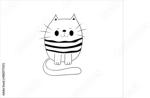 A cute cartoon cat wearing a striped shirt