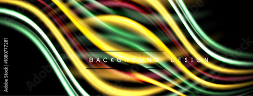 Abstract neon lines flow, creating vibrant dynamic background. Colors blend, forming modern digital artwork.