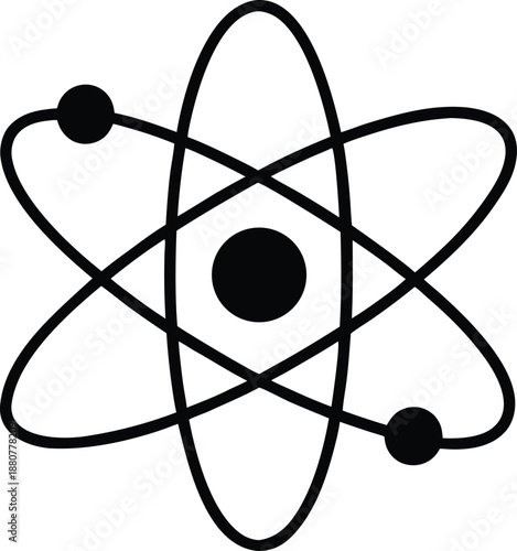 Classic atomic model structure icon, Science education physics chemistry symbol