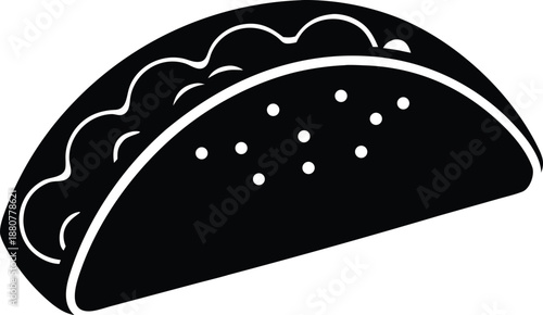 Classic Mexican Taco Fast Food Icon, Popular Street Food Snack Item