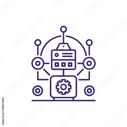 Network configuration system connection icon on transparent background silhouette