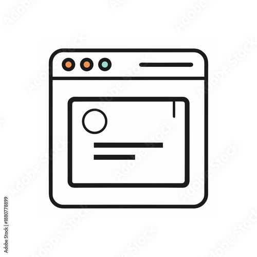 Browser window with content illustration on transparent background silhouette