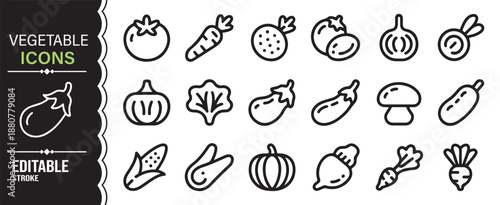 Food produce and cooking ingredient symbols icon set