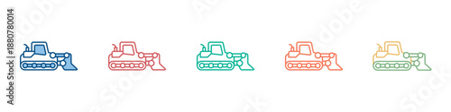 Bulldozer Icon Set Multiple Style Collection 