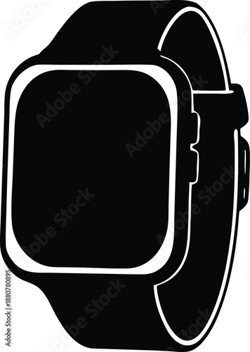 Modern minimalist smartwatch vector illustration, Wearable tech smart band accessory