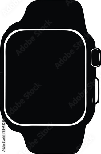 Modern smart watch digital device, Wearable technology outline symbol