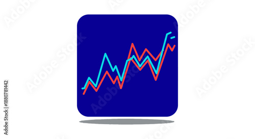 data analysis icon showing fluctuating financial trends and business growth on a dark blue background suitable for digital apps and economic reports