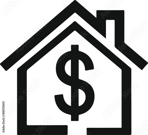 Real estate finance icon house and dollar sign symbol