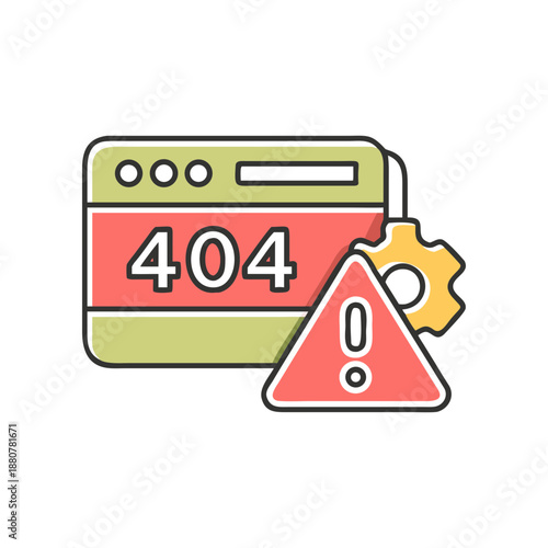 Error page with gear and warning triangle