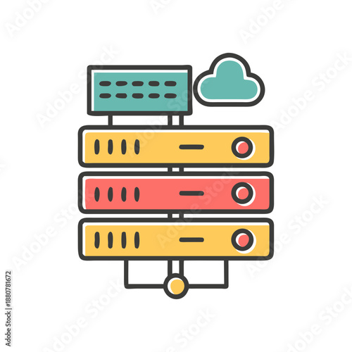 Illustration of a server with cloud icon