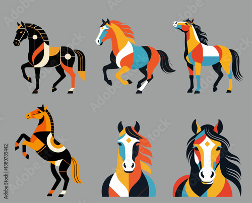 Flat vector horse transparent background design resource for Year of the Horse festive creative projects