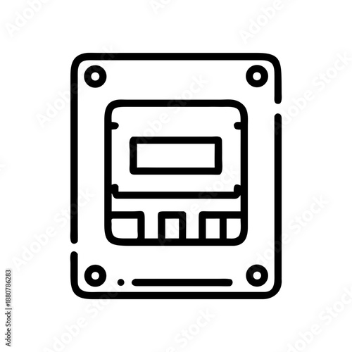Outline drawing of a digital counter box on transparent background silhouette