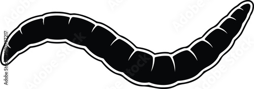 Black and white abstract curved worm or grub shape illustration vector