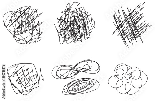 Hand drawn doodle scribbles chaotic lines pattern
