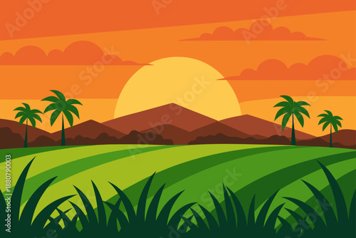 landscape with palm trees