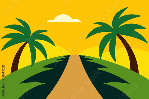 tropical island with palm tree