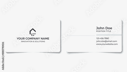 Minimalist business card design with company logo and contact information.