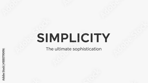 Minimalistic design featuring the word simplicity with a subtitle about ultimate sophistication.