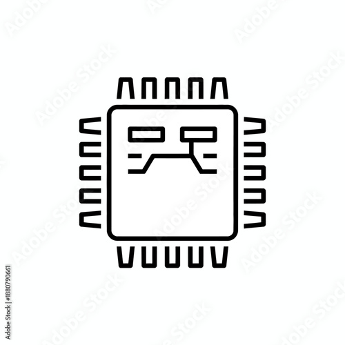 vector illustration of a computer chip with a sad face
