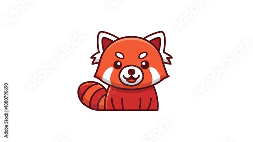 Cute cartoon red panda sitting with a friendly expression.