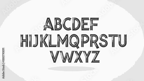 Hand-drawn uppercase alphabet letters in black on white background.