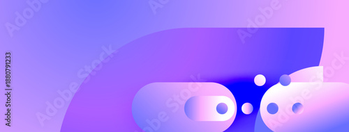 Abstract shapes, purple hues, gradient background. Minimalist design, modern aesthetic, soft lighting, digital art. Smooth forms create visual interest.