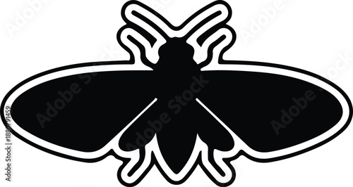 Black and white stylized bee insect logo illustration vector