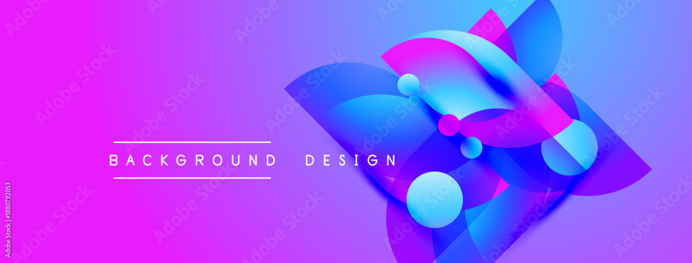 Fototapeta premium Abstract vibrant design features flowing shapes, blue hues, pink background. Modern composition, dynamic visuals, gradient effects present.