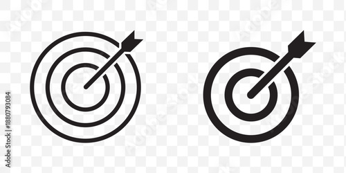 Target and aim icon set, crosshair, bullseye vector, precision, accuracy, and focus icon for aiming, archery, shooting.