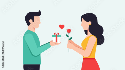 Romantic Valentine Gift Exchange Illustration 14