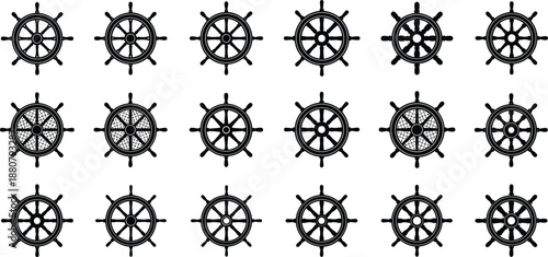 Collection of fifteen animal silhouettes featuring dogs, giraffe, and dinosaurs arranged in rows highlighting diverse wildlife, pets, and prehistoric design concepts