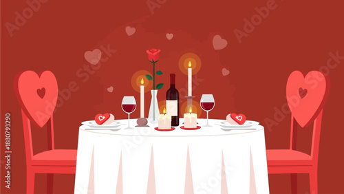 Valentine Romantic Dinner Scene Illustration 16