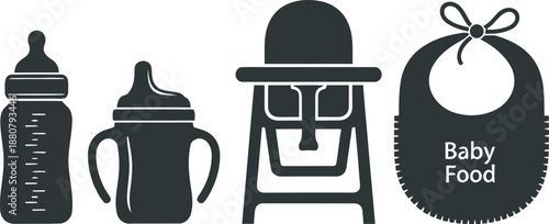 Baby Feeding Equipment Bottle and Pacifier Silhouette Set